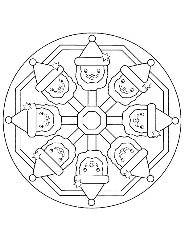 Kidsnfun Kleurplaat Mandala Kerstmis Kerstmis Mandala kerstman